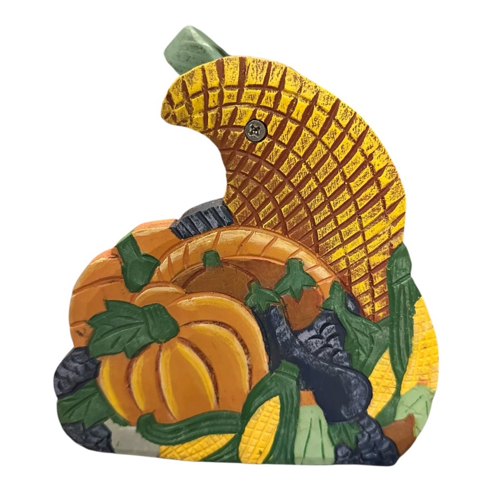 Rare Hand Crafted Multi Color Wooden "Harvest Season" Vegetable Carrier - Picture 5 of 10
